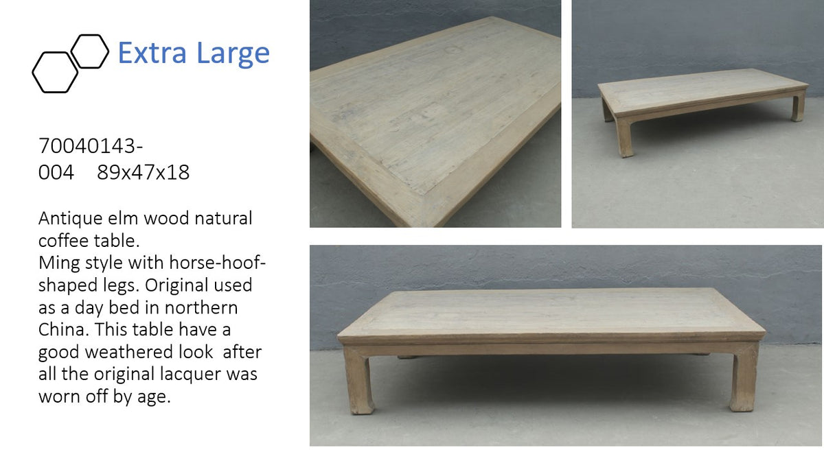 Approx. 6-7ft Wide 25-35 Inches Deep Vintage Extra Large Coffee Table Weathered Natural (Size & Finish vary)