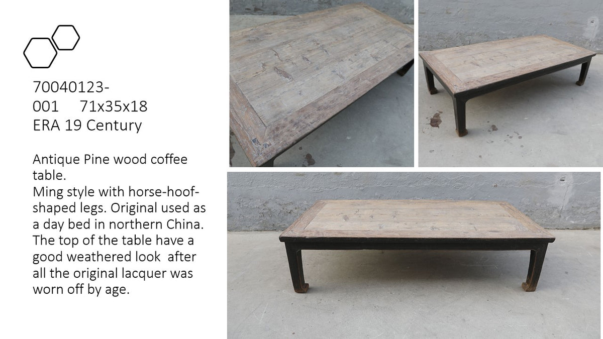 Approx. 6-7ft Wide 25-35 Inches Deep Vintage Extra Large Coffee Table Distressed Black (Size & Finish vary)
