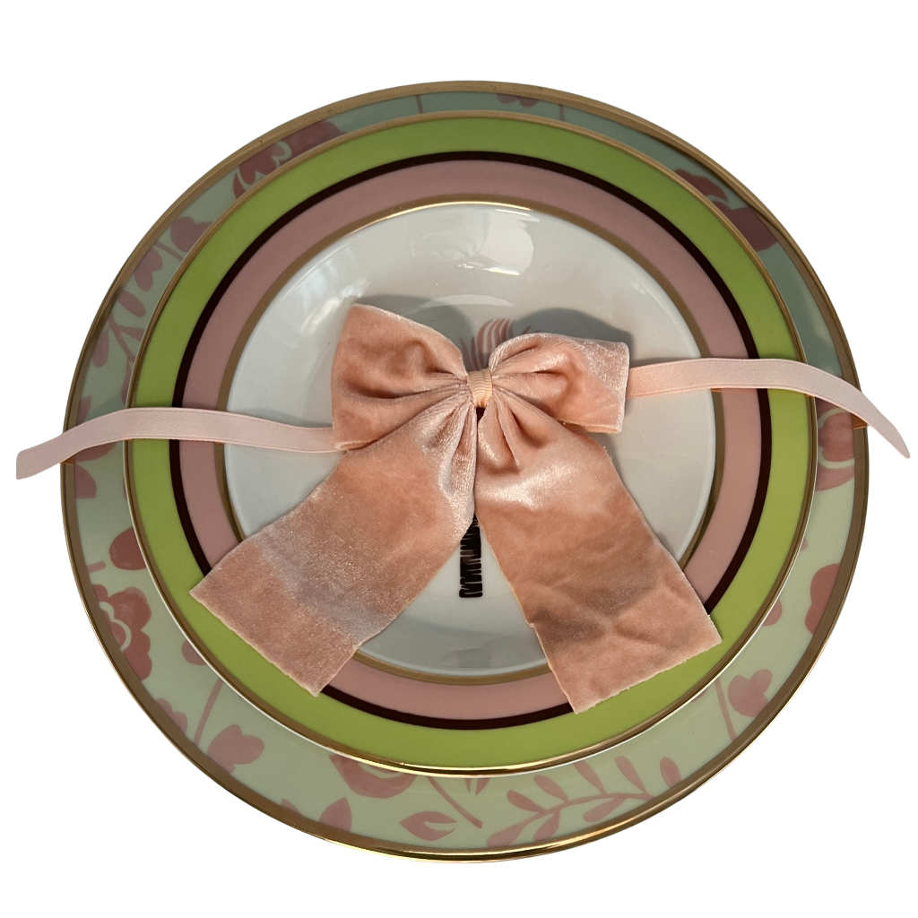 Soft Pink Velvet Napkin Bow Tie - Set of 6