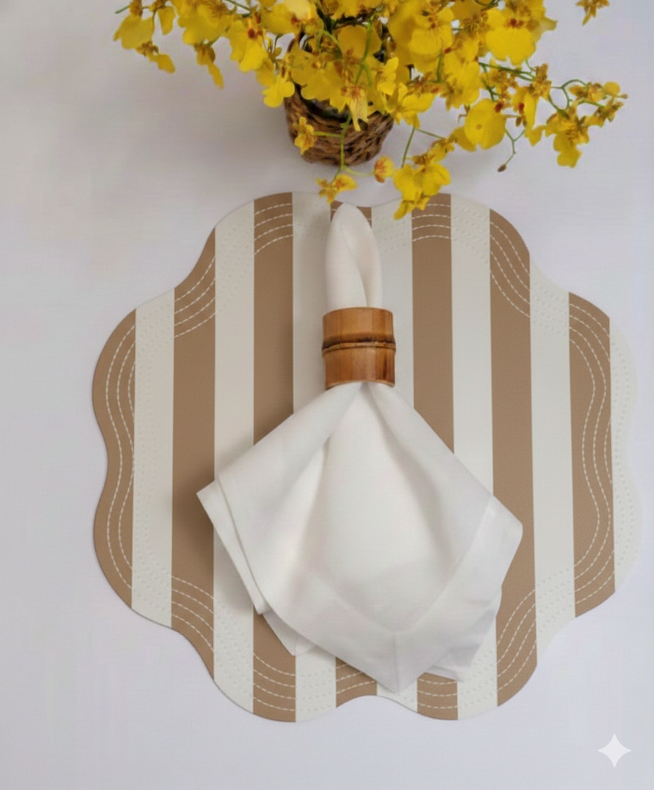 Retro Striped Faux Leather Placemat