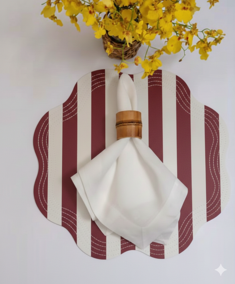 Retro Striped Faux Leather Placemat