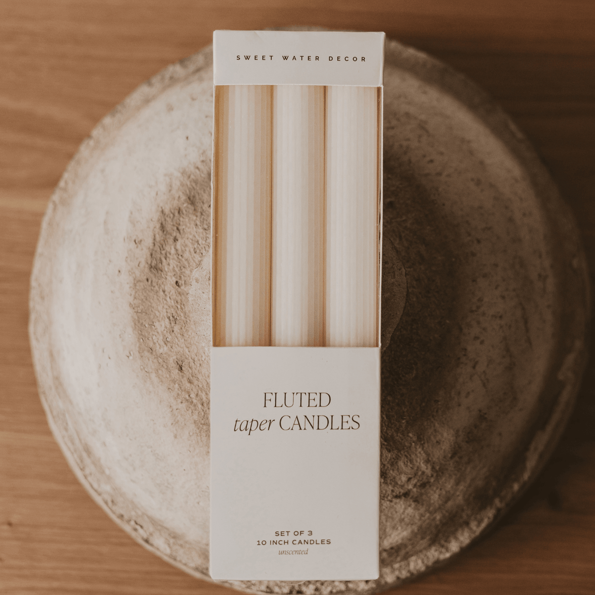 Fluted Taper Candles - Set of 3 - Sweet Water Decor, view 4