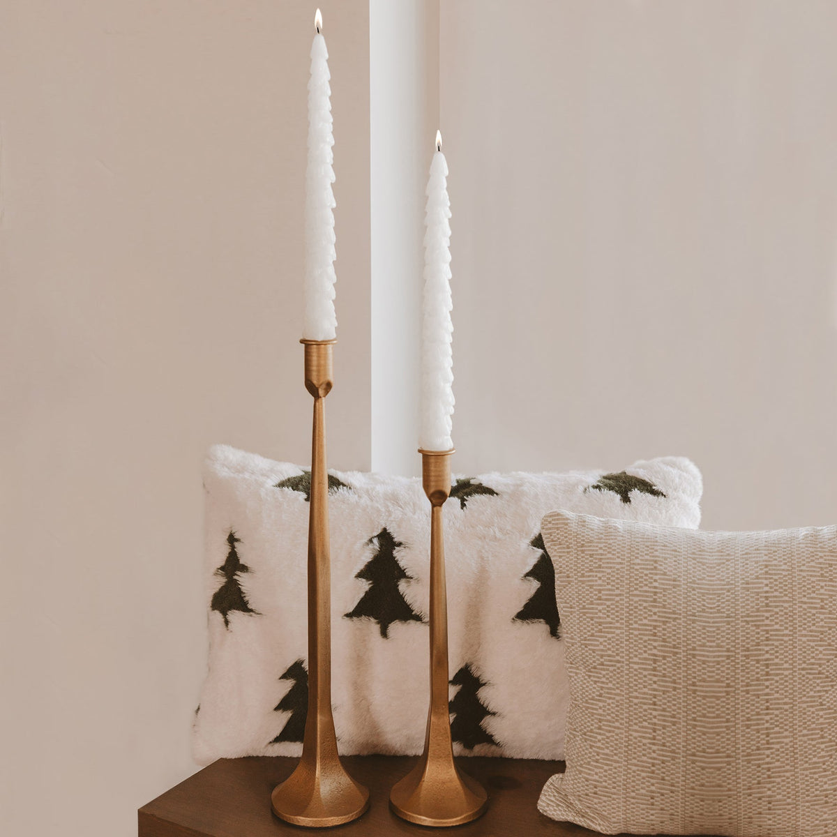 Cream Tree Taper Candles - Set of 2 - Sweet Water Decor, view 2