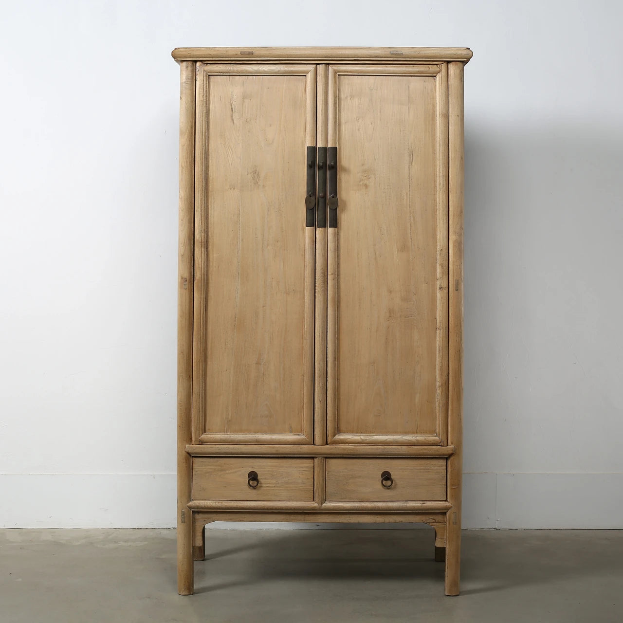 Tall Vintage Cabinet With Two Drawers | Weathered Natural Wood