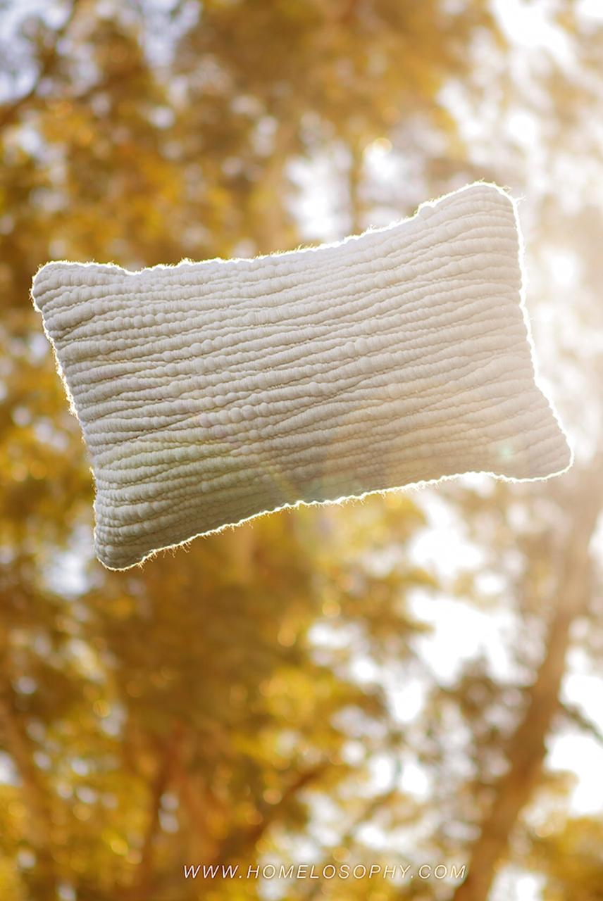 Natural Textured Wool Pillow - Homelosophy, view 2