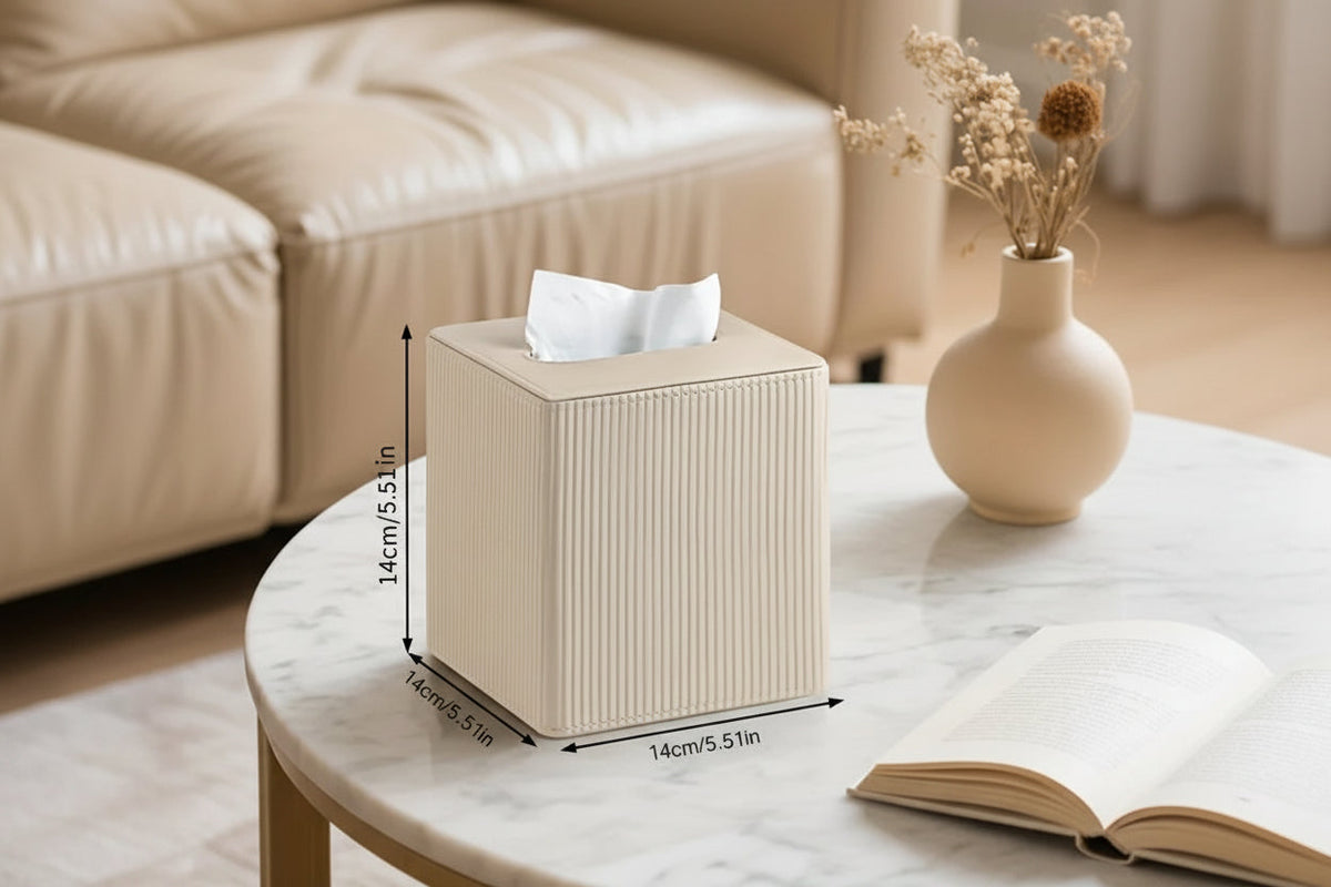 Tissue Box - Decorative Faux Leather Square