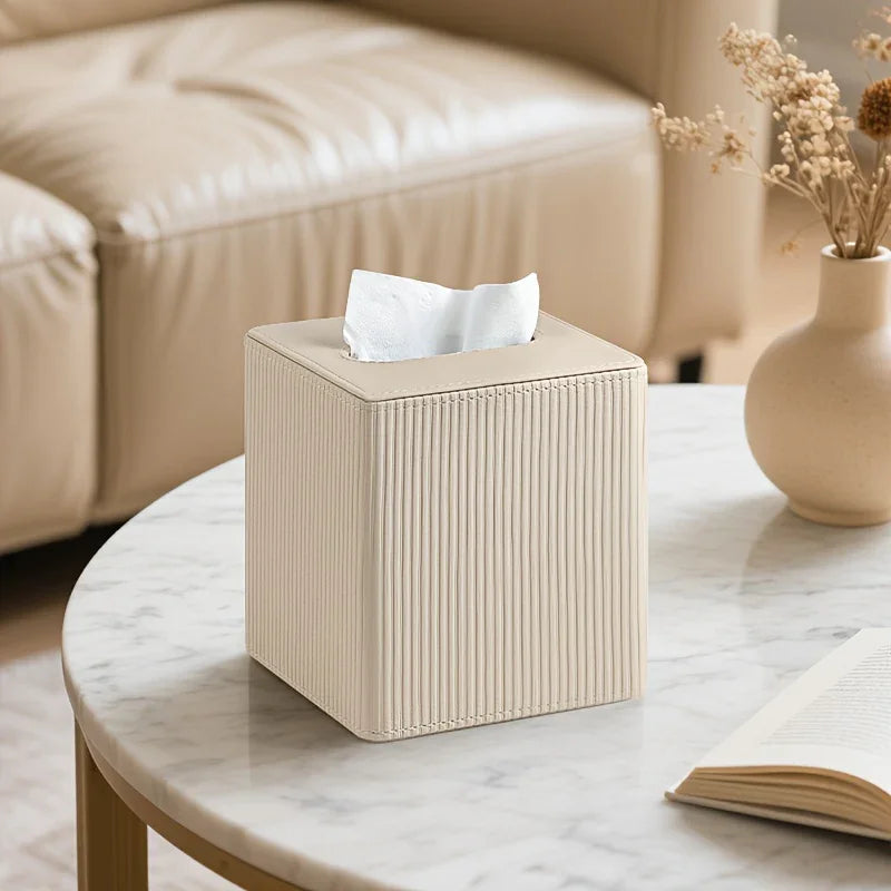 Tissue Box - Decorative Faux Leather Square