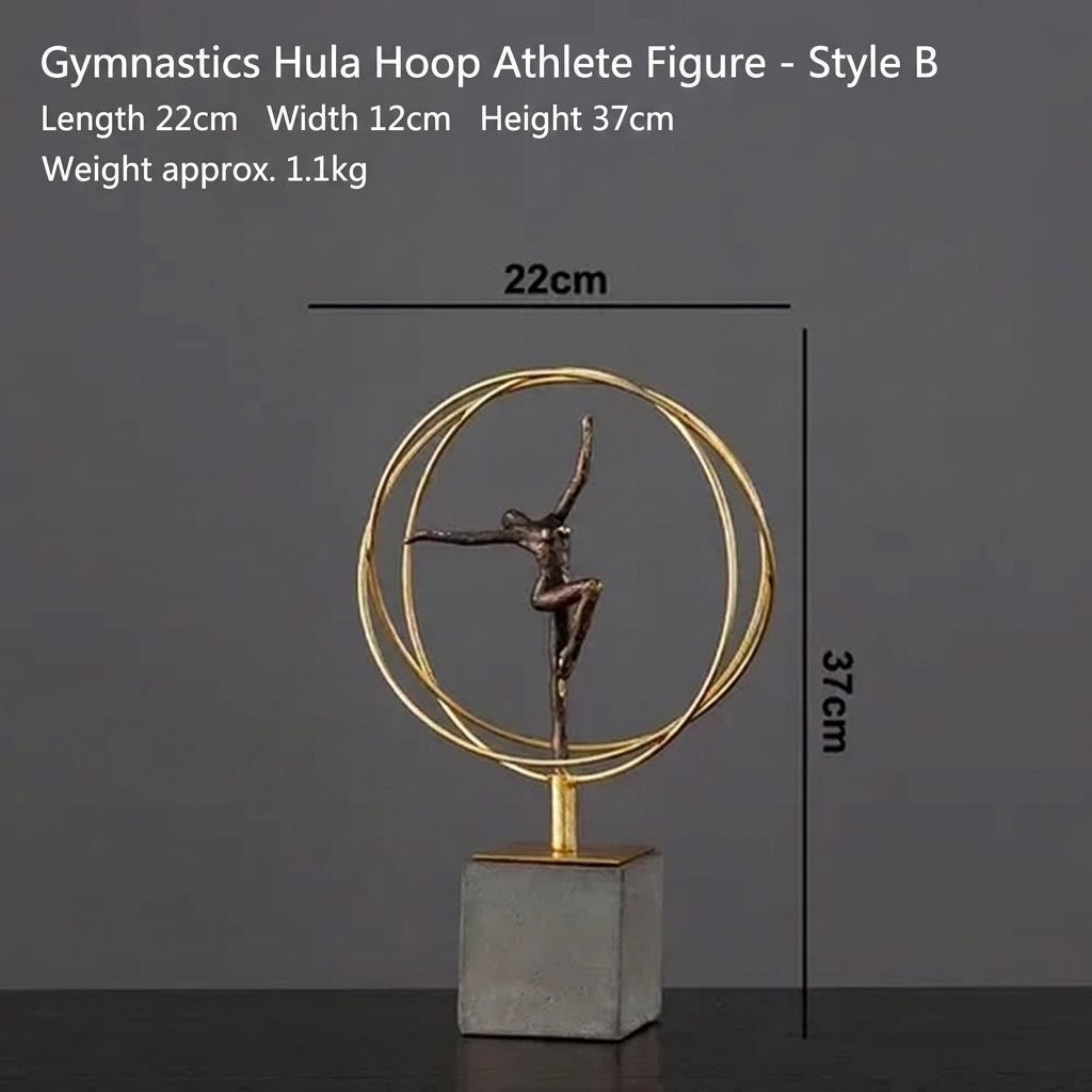 Gymnast Balance Sculpture, Gold Ring & Marble Base