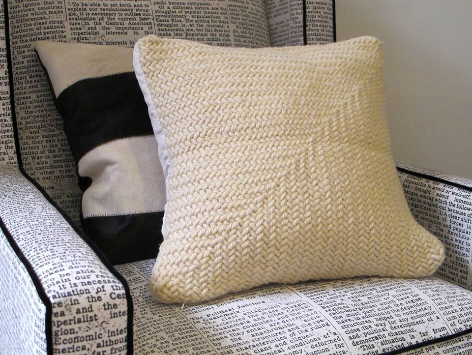 Zag Cable Knit Wool Decorative Pillow - Homelosophy, view 2