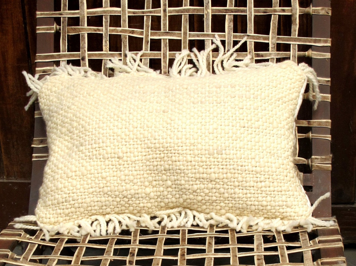 Penachos Fringed Wool Pillow - Homelosophy, view 4