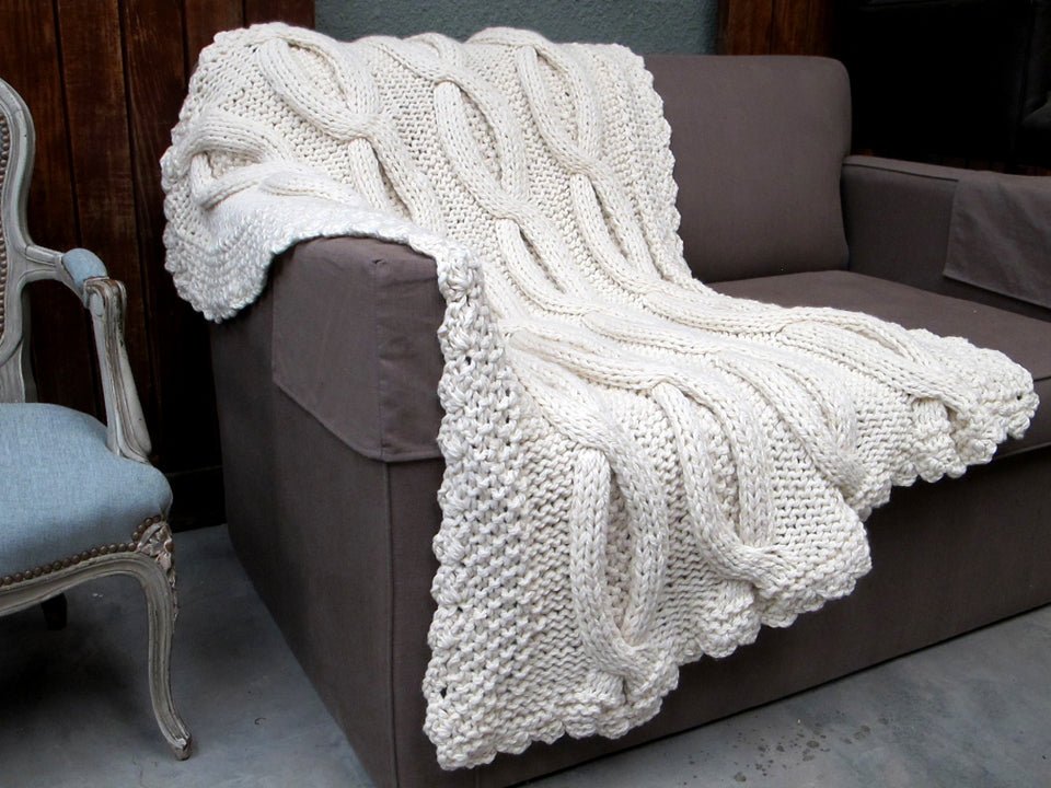 Shabby Chic Cable Knit Throw - Homelosophy, view 2