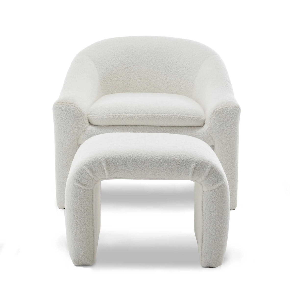 Upholstered Fabric Accent Chair in White with Comfortable Cushioning
