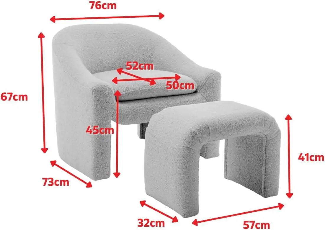 Upholstered Fabric Accent Chair in White with Comfortable Cushioning