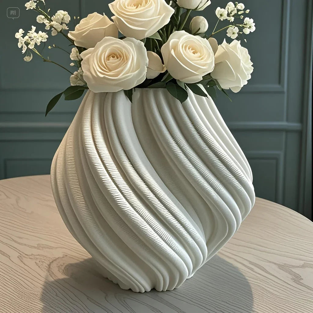 Vase - Geometric Ceramic White — House of Avana, view 2 of 10