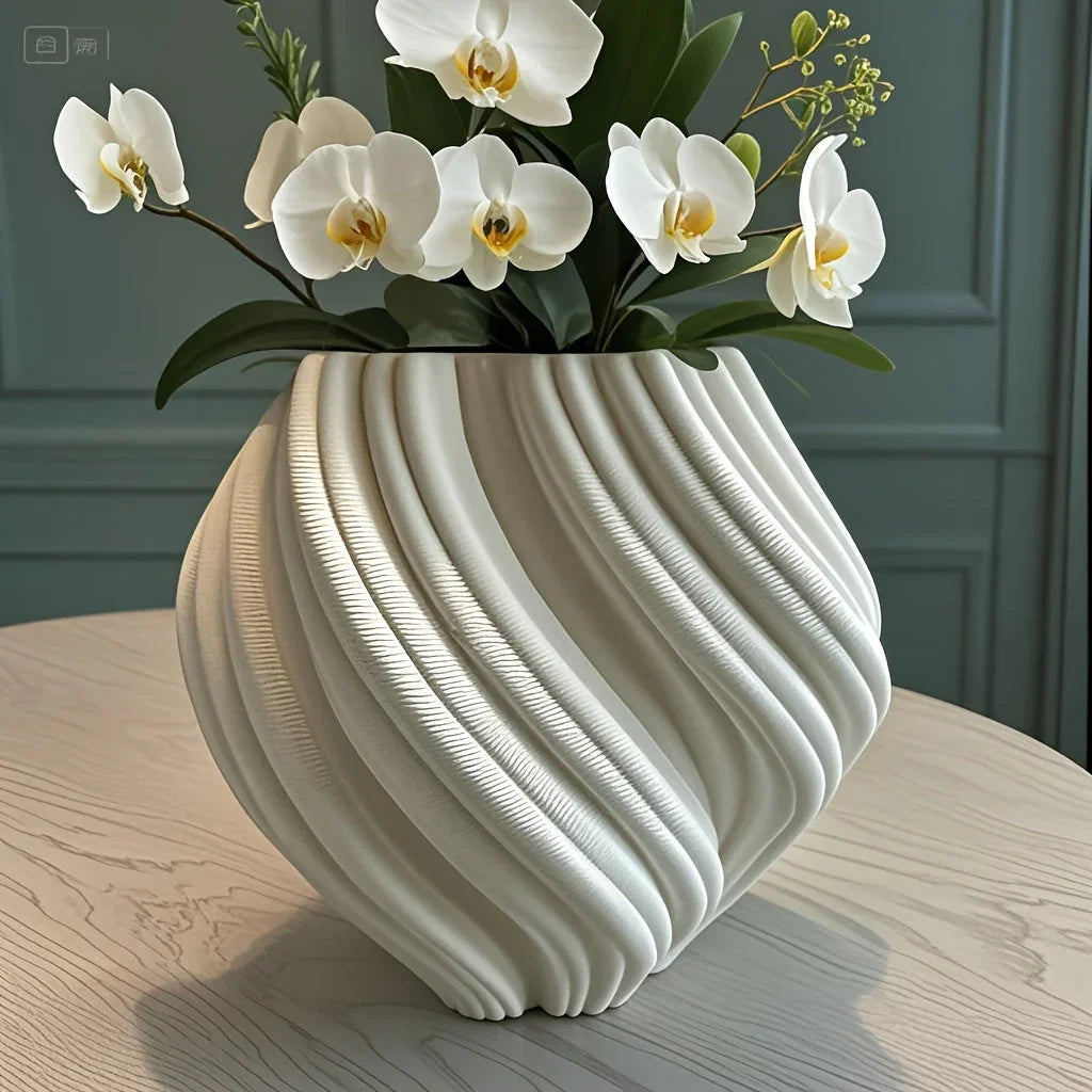 Vase - Geometric Ceramic White — House of Avana, view 1 of 10