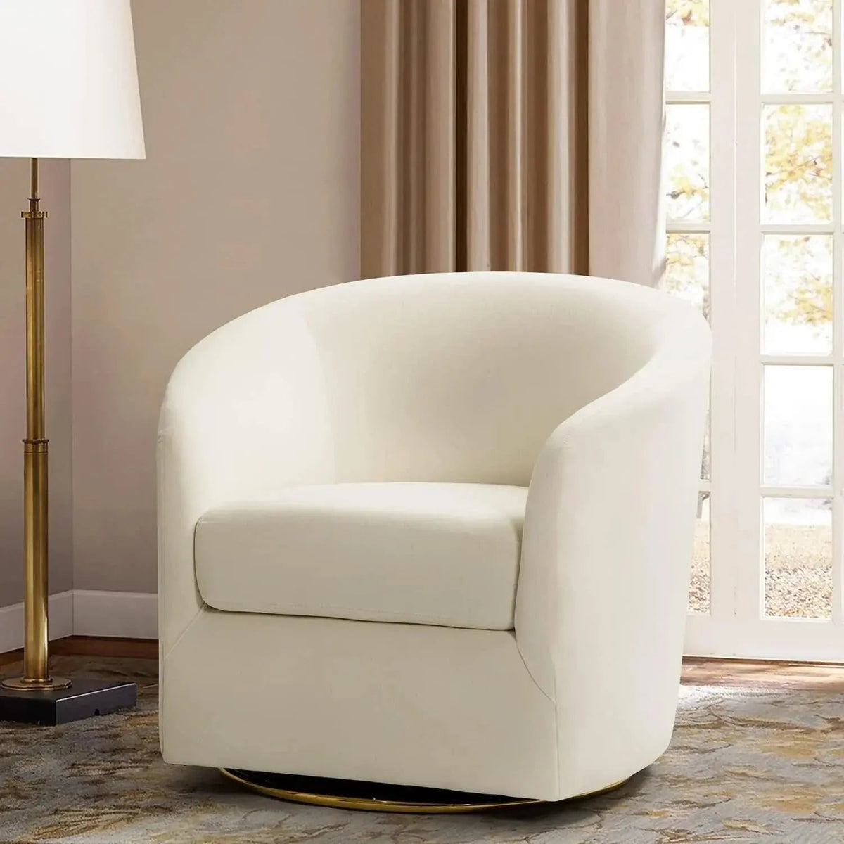 Velvet Swivel Accent Chair with Golden Metal Base