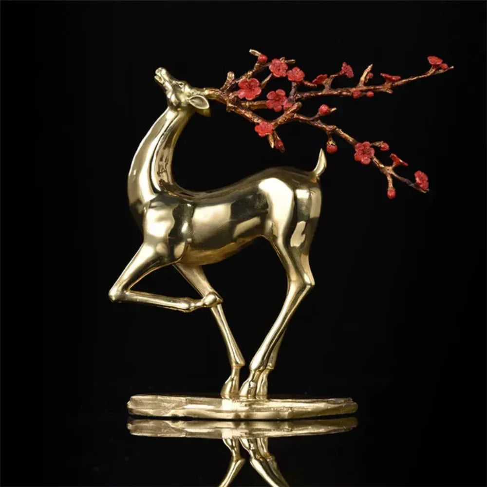 Vintage Deer Statue with Blossom Branch for Elegant Home & Office Decor — House of Avana, view 6 of 7
