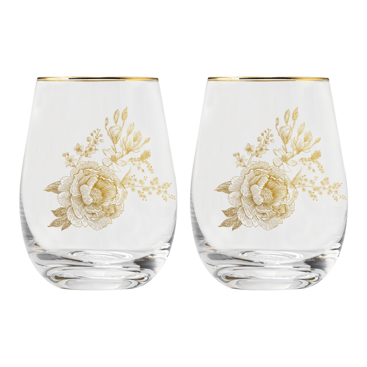 Delft Stemless Wine Glass - Boxed Set of 2 - Sweet Water Decor