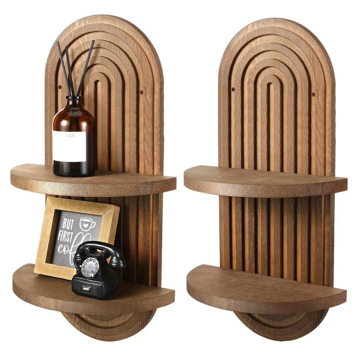 Wall Shelves - 2 Layer Wooden Brown