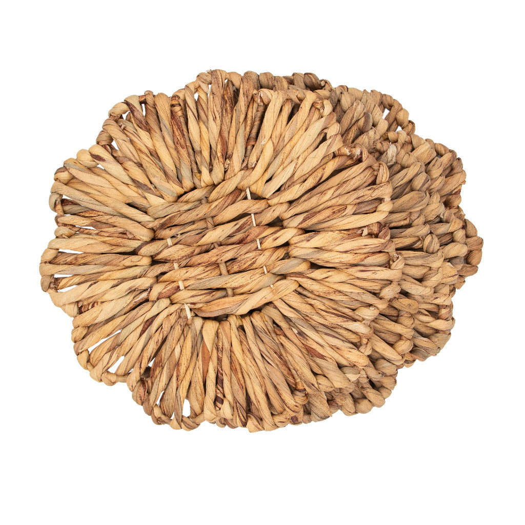 Scalloped Natural Rattan Charger - Set of 4