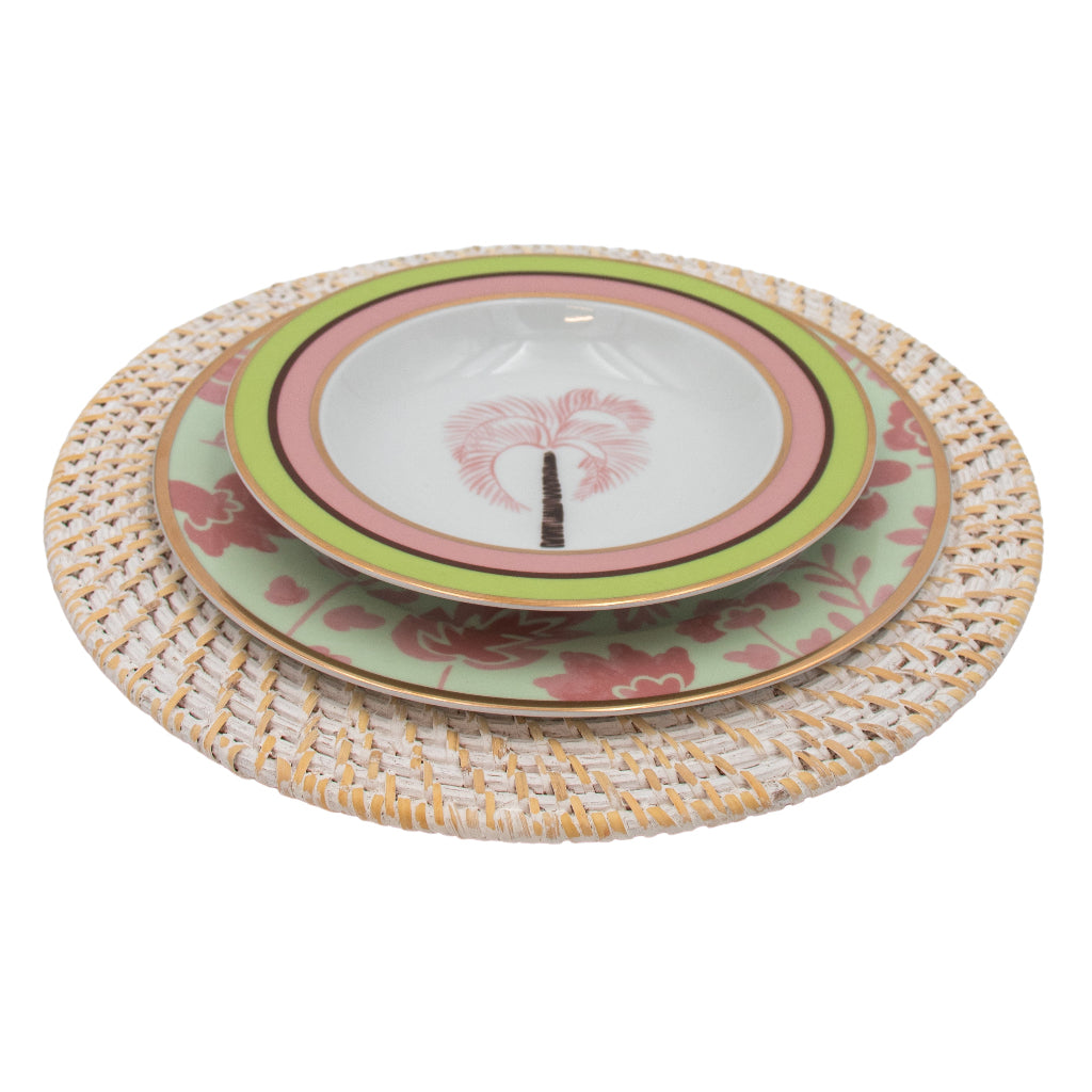 White Rattan Charger - Set of 4