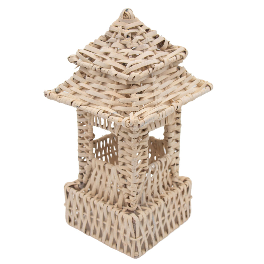 White Rattan Pagoda Lantern Set - 1 Large & 1 Small