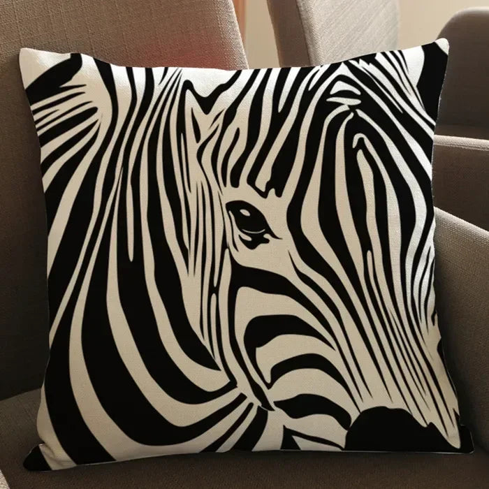 Wild Animal Style Decorative Cushion African Zebra Elephant Giraffe Cushion Square Throw Pillows Cotton Linen Pillowcase 45x45cm