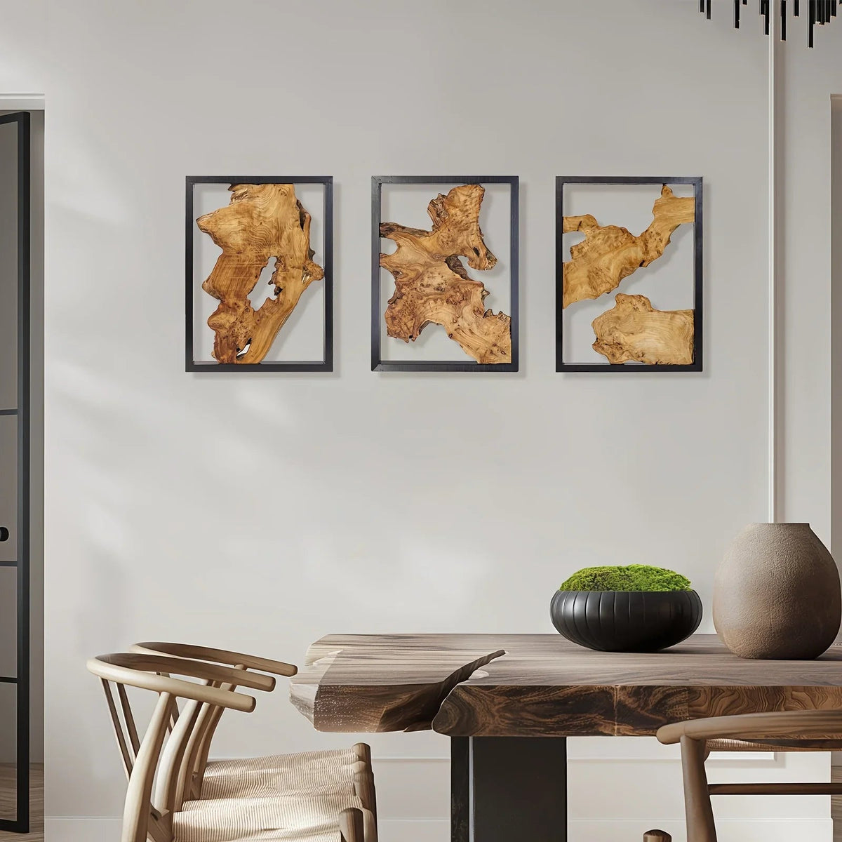 Wood Wall Decor, Handmade Natural Wood Panels with Unique Hanging Style