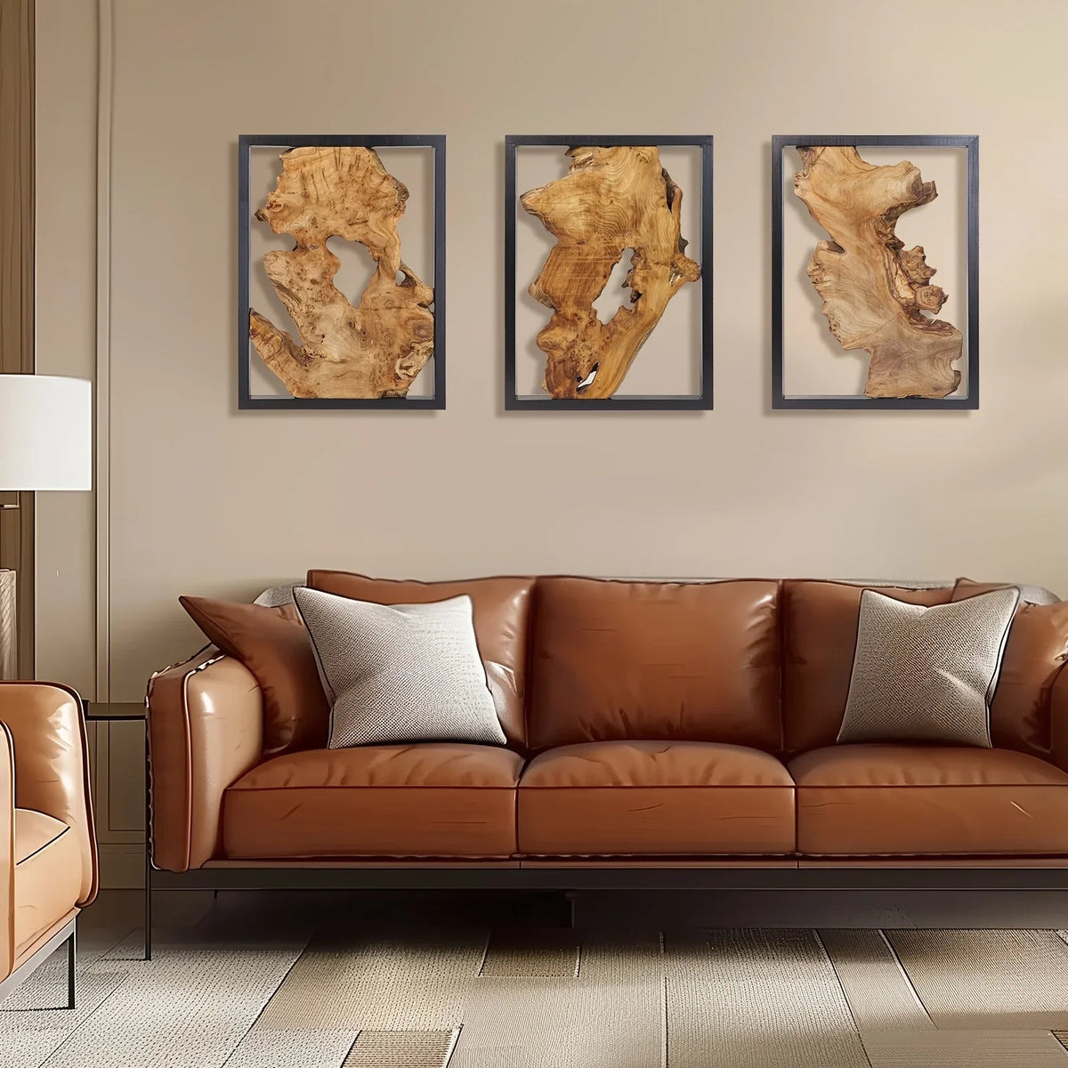 Wood Wall Decor, Handmade Natural Wood Panels with Unique Hanging Style
