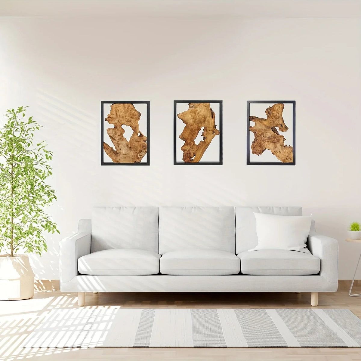 Wood Wall Decor, Handmade Natural Wood Panels with Unique Hanging Style
