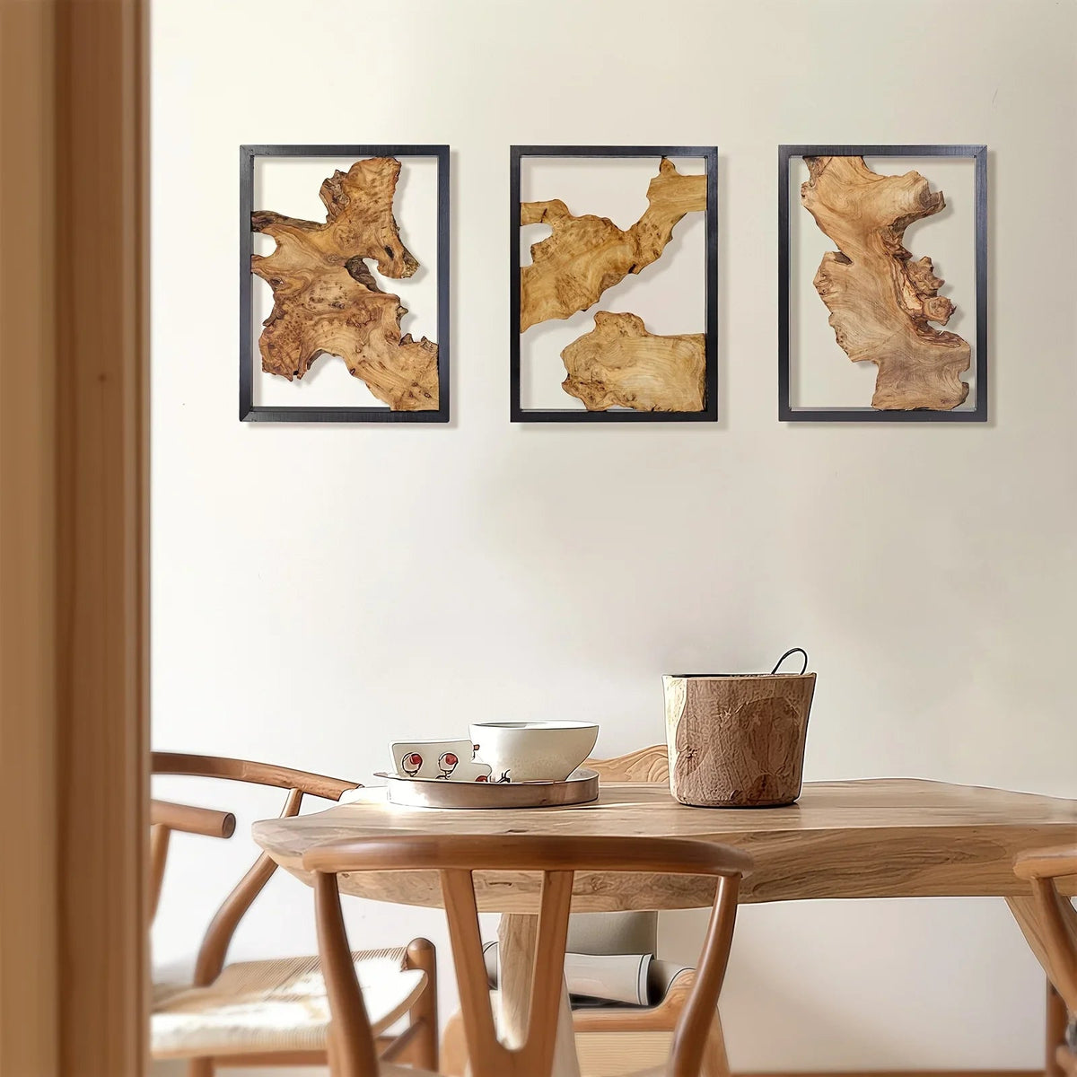 Wood Wall Decor, Handmade Natural Wood Panels with Unique Hanging Style
