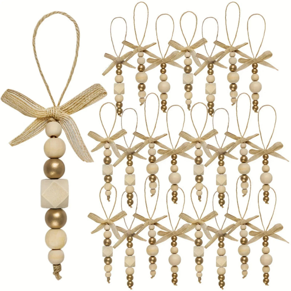 Wooden Christmas Tree Hanging Decor with Beads