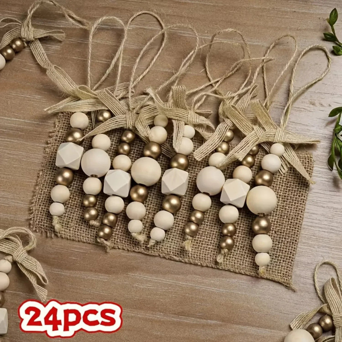 Wooden Christmas Tree Hanging Decor with Beads