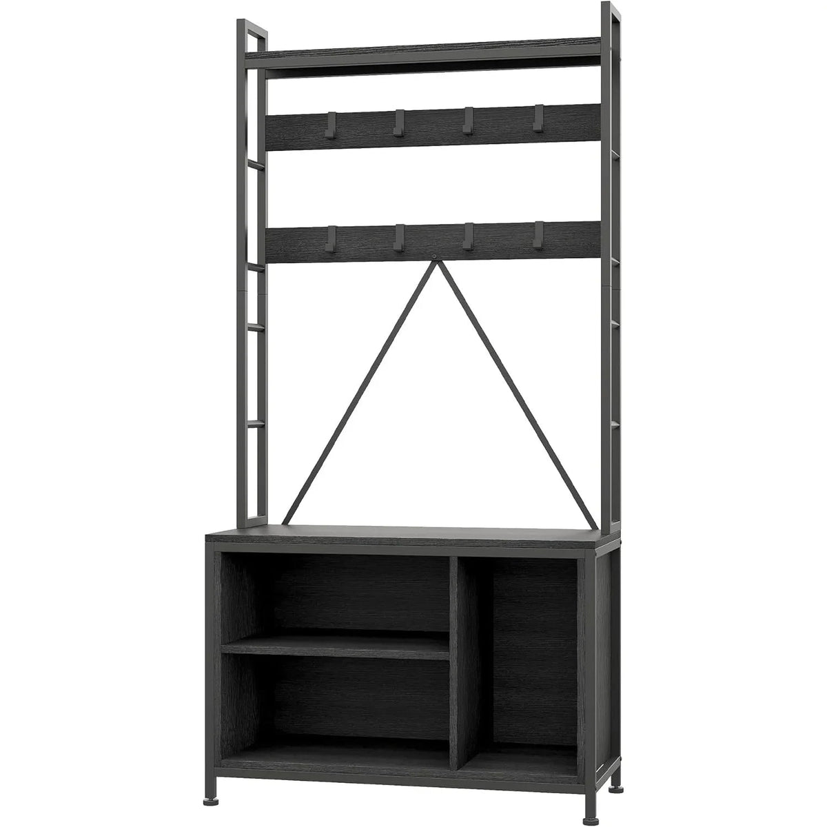 Wooden Hall Tree with Storage Bench and Coat Rack