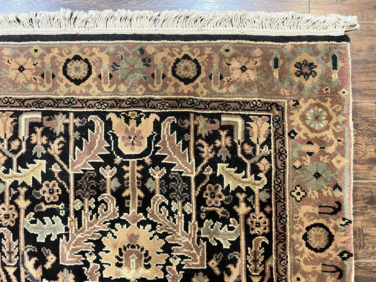 Heriz Rug 3.6 x 5, Handmade Vintage Wool Carpet, Couristan Carpet, Persian Design, Black - Jewel Rugs, view 8