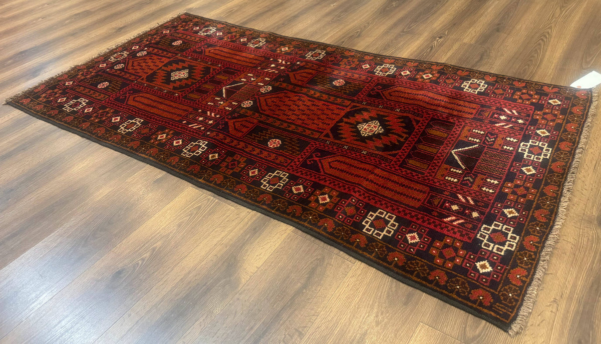 Afghan Rug 3x7, Balouch Carpet, Tribal Rug, Red, New - Jewel Rugs, view 13