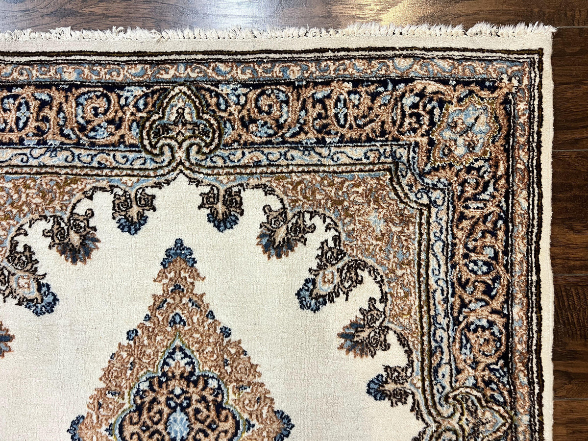 Square Persian Kirman Rug 4x4, Semi Open Field, Handmade - Jewel Rugs, view 7