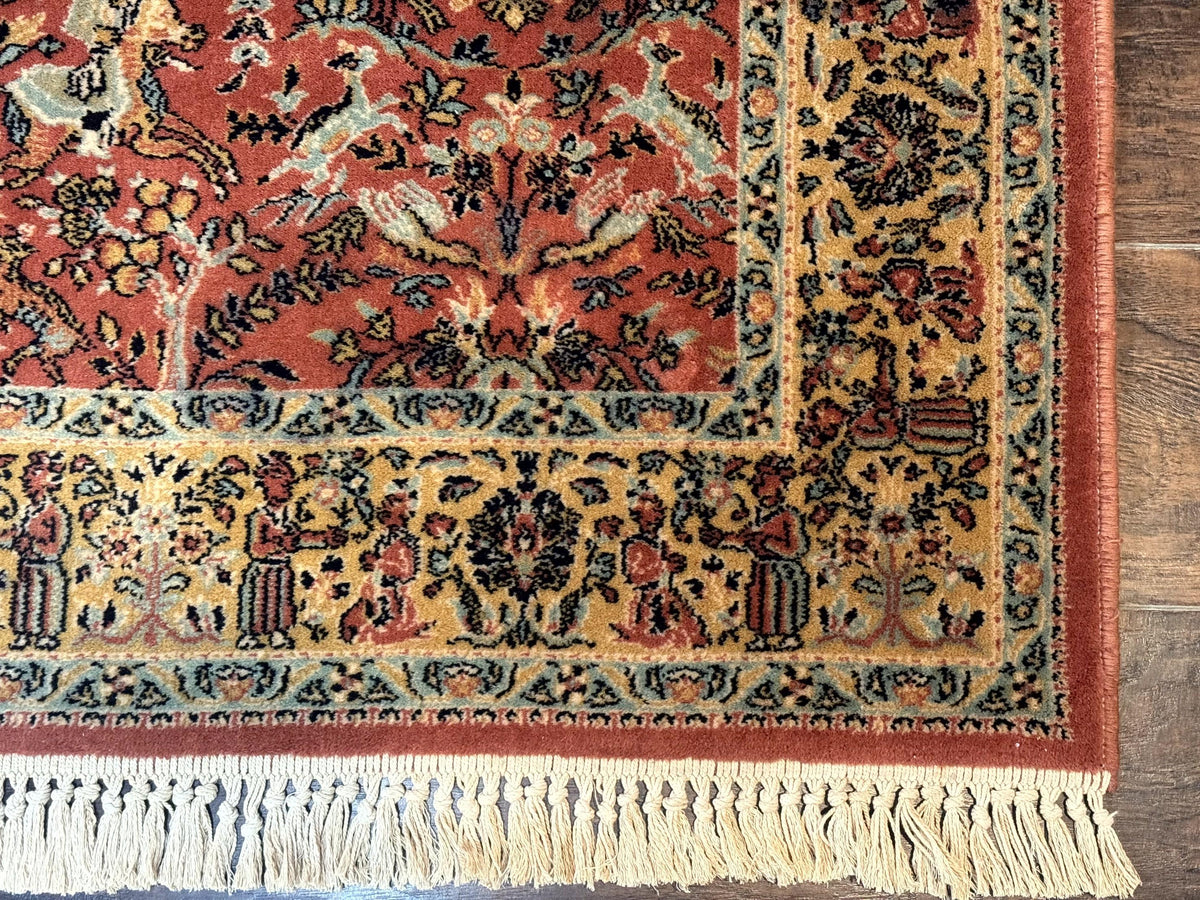 Persian Hunting Design Rug 4.7 x 6.5, Hunting Scene, Red-Orange, Wool, Belgian Power Loomed Carpet - Jewel Rugs, view 10