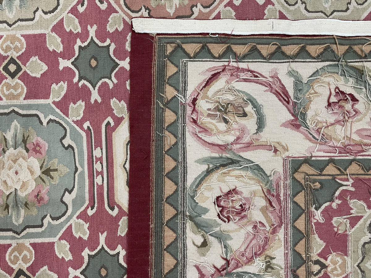 Square Aubusson Rug 9x9, Panel Design, European French English Carpet, Wool - Jewel Rugs, view 11