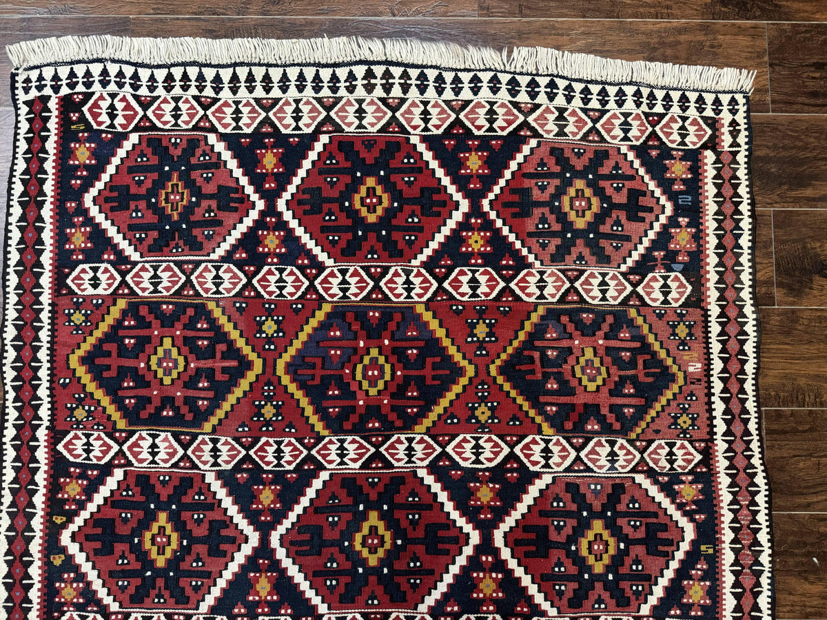 Caucasian Kilim Rug 5x7, Vintage Russian Flatweave Kilim Carpet, Tribal Bohemian Kilim Rug - Jewel Rugs, view 4