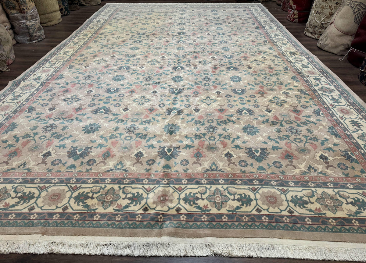 Palace Size Wool Rug 10x18, Sino Persian Kerman Rug, Oversized Hand Knotted Carpet, Light Taupe, Allover Pattern - Jewel Rugs, view 2