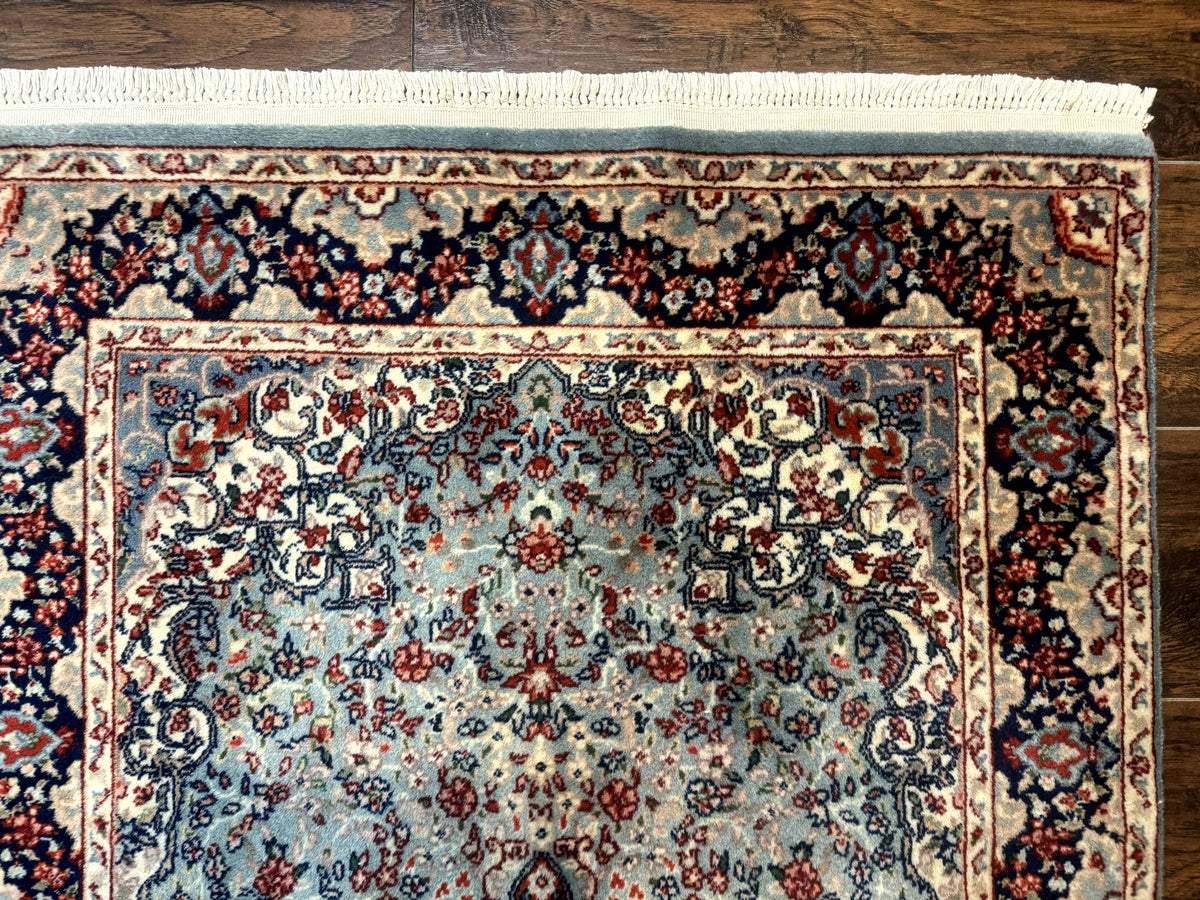 Indo Persian Kerman Rug 3x5, Light Blue, Floral Medallion - Jewel Rugs, view 8