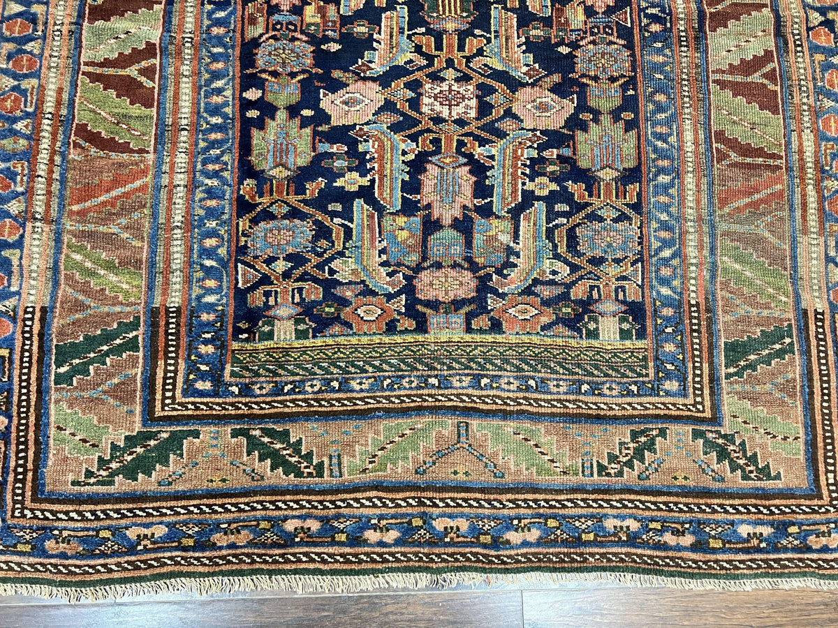 Caucasian Kalegy Rug 6x11, Wide Runner, Wool Hand Knotted Carpet, Navy Blue Tribal Rug, 1920s Antique Rug, 6 x 11 Oriental Carpet - Jewel Rugs, view 6