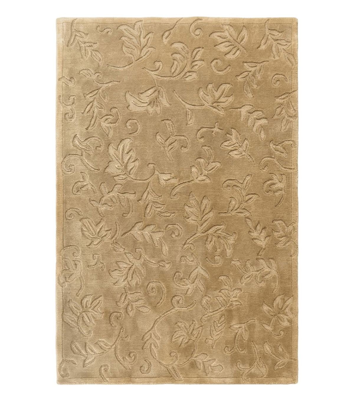 Modern Tibetan Rug 3.7 x 5.5, Carved Floral Design, Wool and Silk Highlights - Jewel Rugs