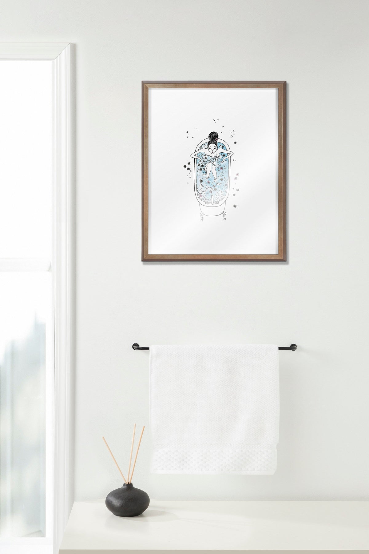 Blake Girl in a Bath Framed Printed Glass by Viola Kreczmer