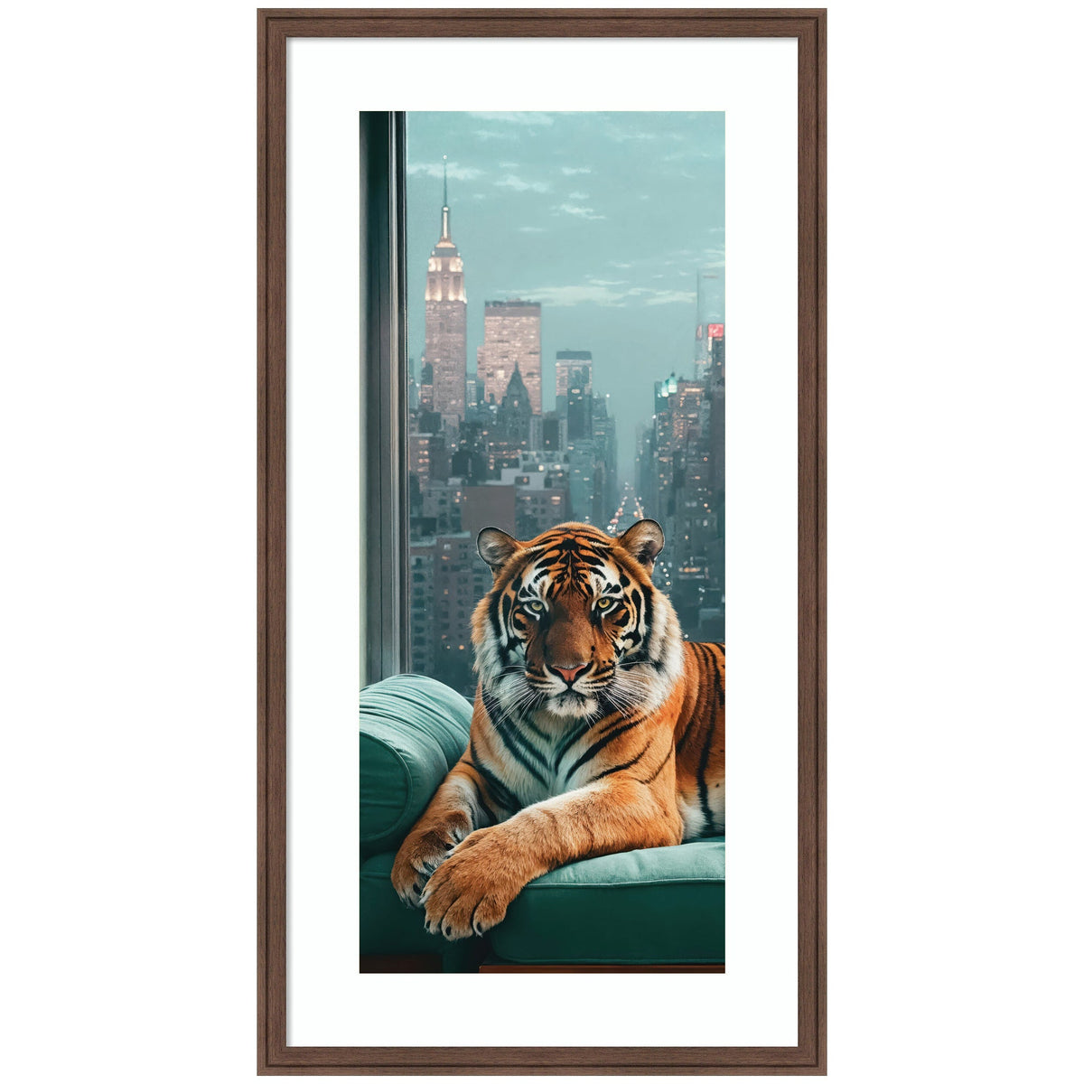 Framed Art Graceful Tiger in New York Panel by Michael Schauer