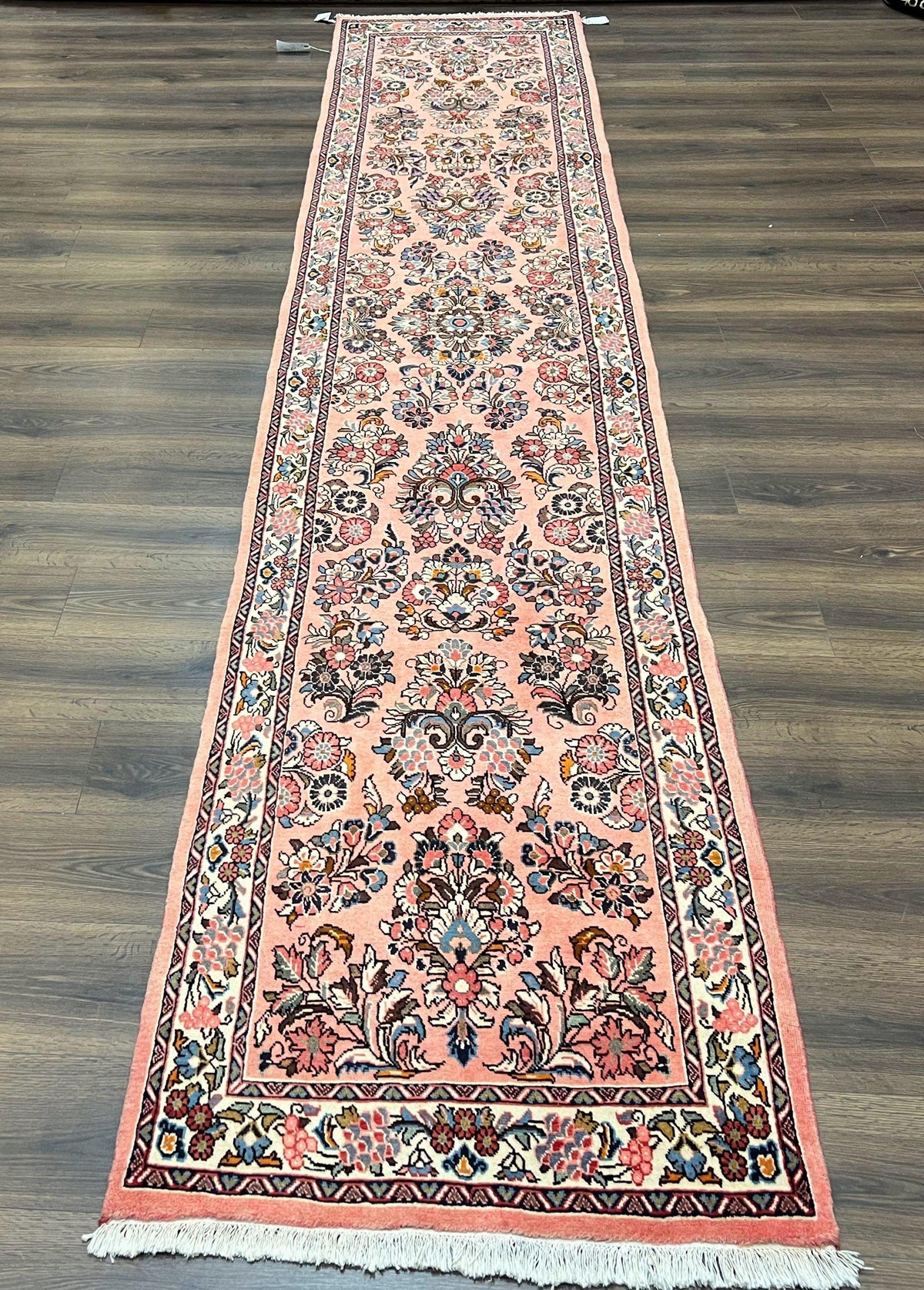 Persian Sarouk Runner Rug 2.9 x 13.6, Wool Floral Hand Knotted Runner - Jewel Rugs
