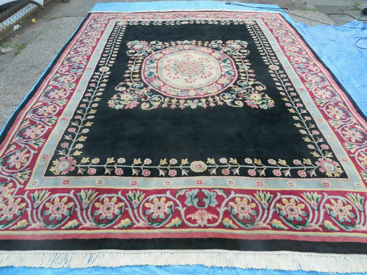 9' X 12' Decorative Chinese Aubusson Hand Knotted Pile Wool Rug Black Nice - Jewel Rugs, view 2