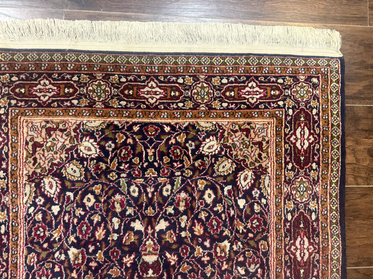 Indo Kashmiri Rug 3x5, Navy Blue, Very Fine 400 KPSI, Pair B - Jewel Rugs, view 8