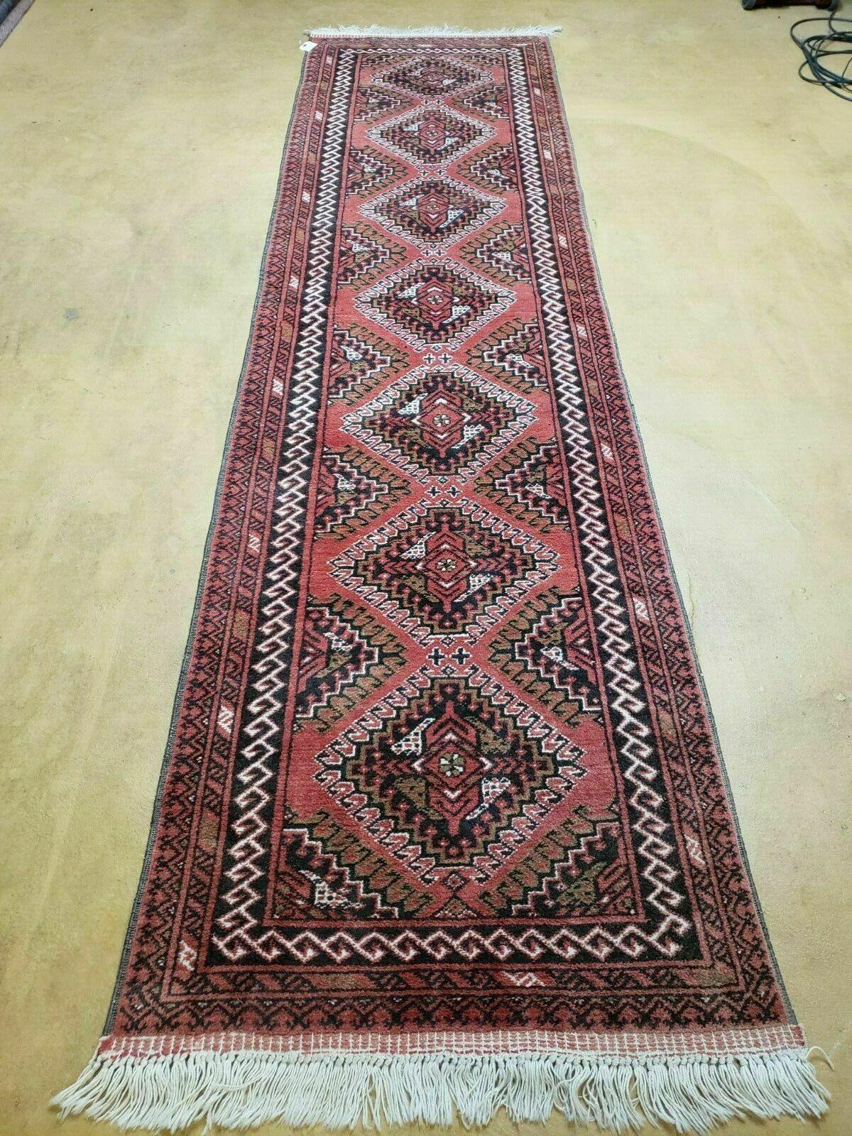 2' 5" X 9' Vintage Handmade Bokhara Red Turkoman Pakistani Wool Runner Rug Organic - Jewel Rugs, view 2
